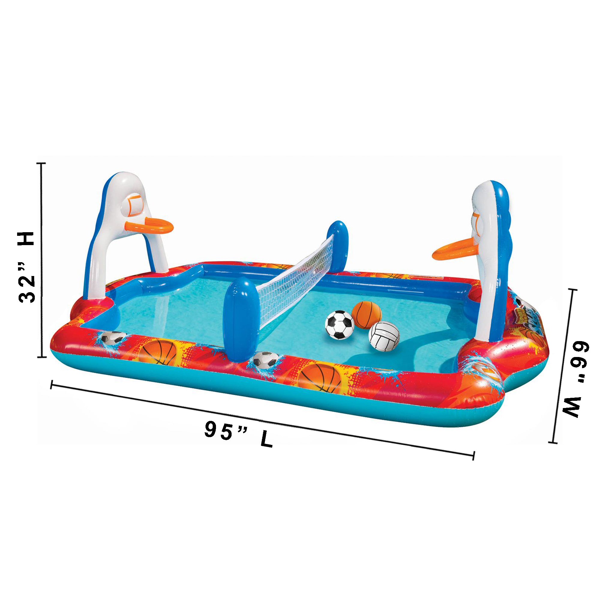 Banzai Outdoor Inflatable Sports Arena 4 In 1 Play Center Water Pool, Ages 3+ - VMInnovations