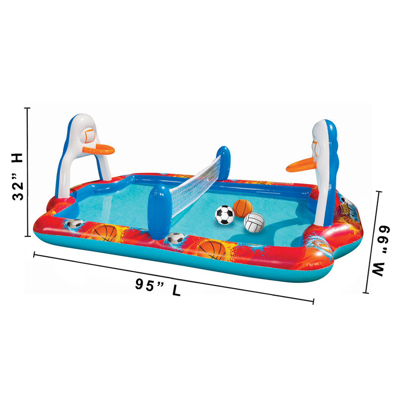 Banzai Outdoor Inflatable Sports Arena 4 In 1 Play Center Water Pool, Ages 3+