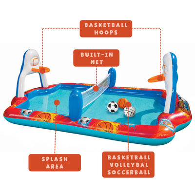 Banzai Outdoor Inflatable Sports Arena 4 In 1 Play Center Water Pool, Ages 3+ - VMInnovations