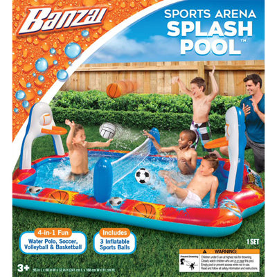 Banzai Outdoor Inflatable Sports Arena 4 In 1 Play Center Water Pool, Ages 3+ - VMInnovations