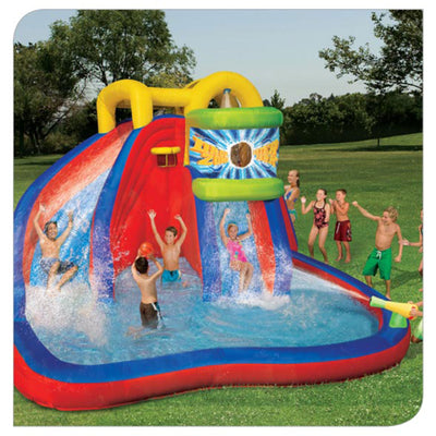 Banzai Drop Zone Outdoor Inflatable Backyard Water Splash Park Activity Center