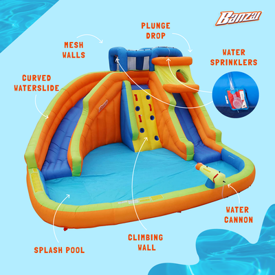 Banzai Drop Zone Inflatable Water Park for Kids Ages 5 Years and Up (Open Box) - VMInnovations