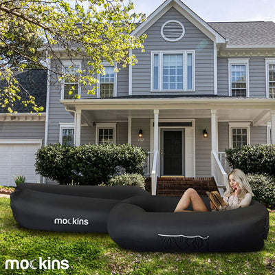 Mockins Inflatable Air Lounger for Outdoors, 2 Pack Black (Open Box)