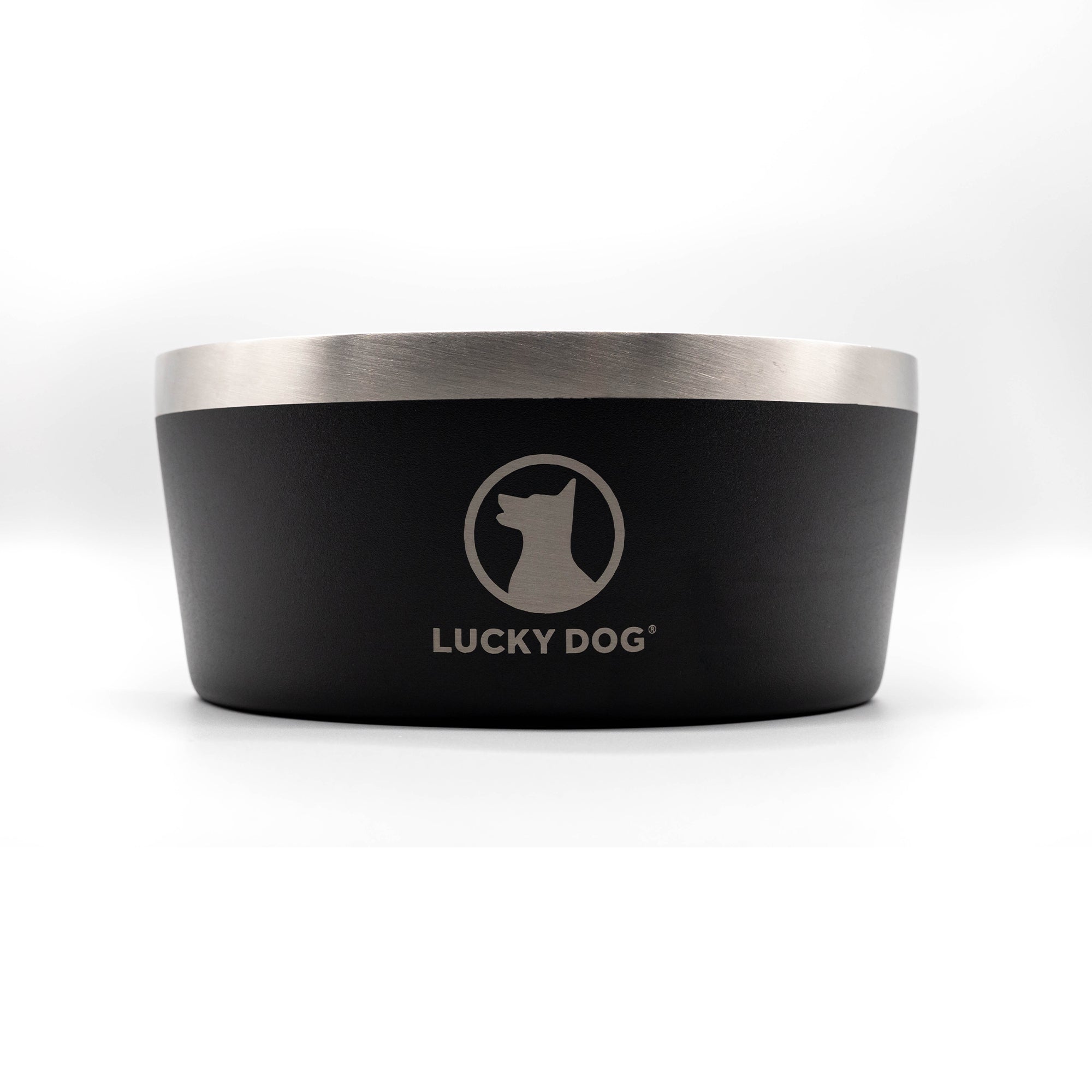 Lucky Dog INDULGE Double Wall Stainless Steel Dog Bowl, 12.5 Cup, 100 Oz, Black