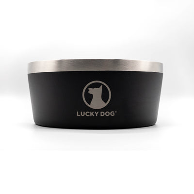 Lucky Dog INDULGE Double Wall Stainless Steel Dog Bowl, 12.5 Cup, 100 Oz, Black