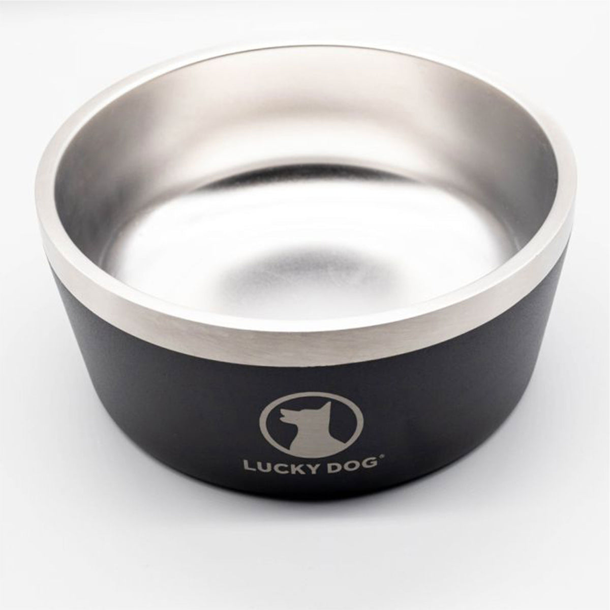Lucky Dog INDULGE Double Wall Stainless Steel Dog Bowl, 8 Cup, 64 Ounce, Black