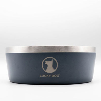 Lucky Dog INDULGE Double Wall Stainless Steel Dog Bowl, 5 Cup, 40 Ounce, Blue