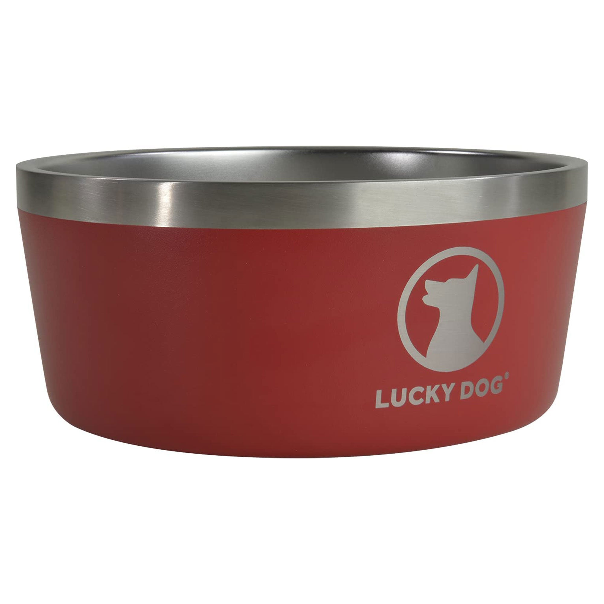 Lucky Dog INDULGE Double Wall Stainless Steel Dog Bowl, 5 Cup, 40 Ounce, Red
