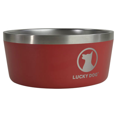 Lucky Dog INDULGE Double Wall Stainless Steel Dog Bowl, 5 Cup, 40 Ounce, Red