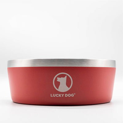 Lucky Dog INDULGE Double Wall Stainless Steel Dog Bowl, 5 Cup, 40 Ounce, Red