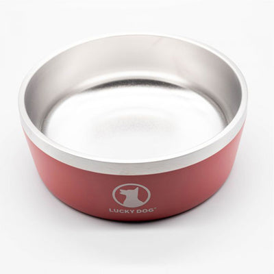 Lucky Dog INDULGE Double Wall Stainless Steel Dog Bowl, 5 Cup, 40 Ounce, Red