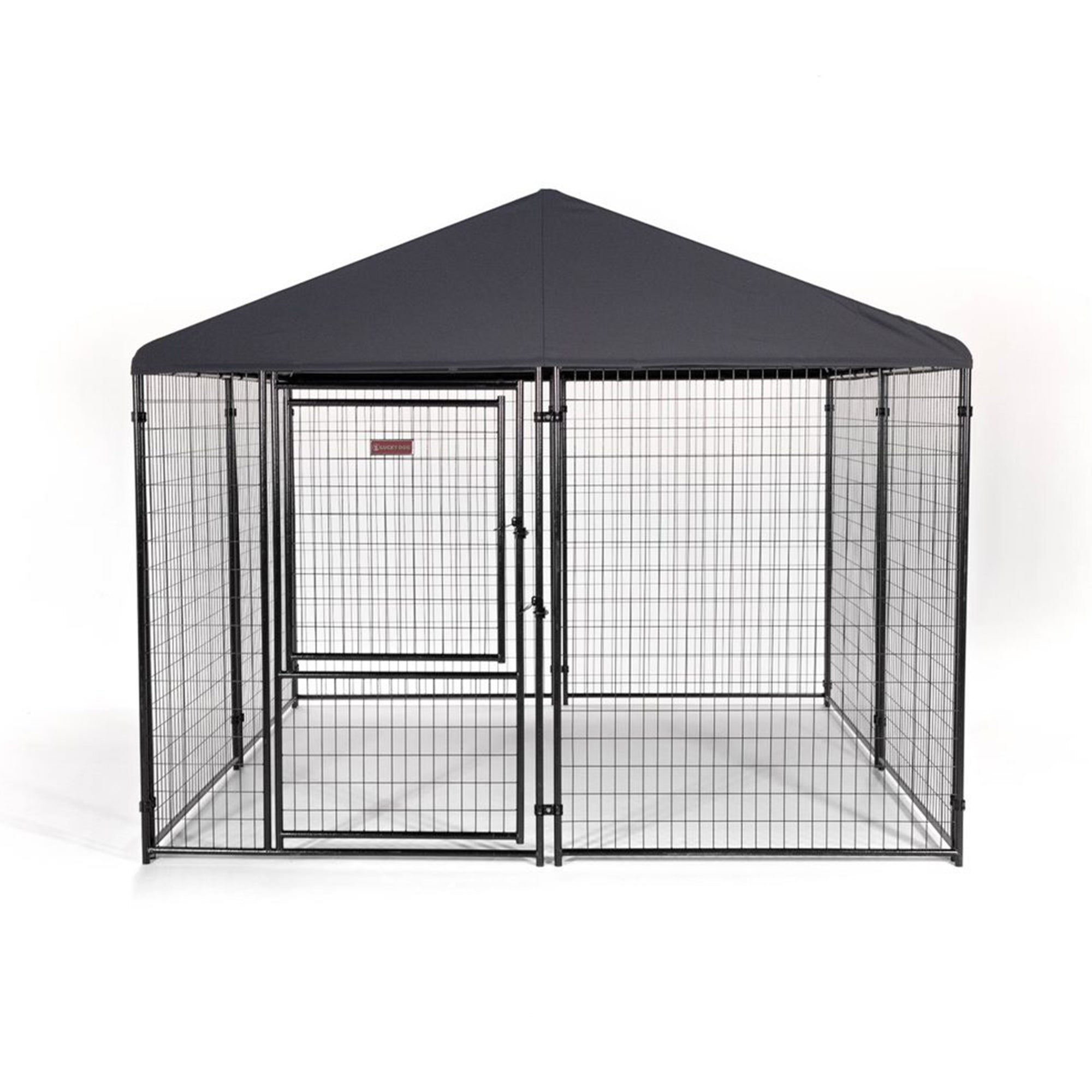 Lucky Dog STAY Series 10 x 10 x 6 Foot Roofed Steel Frame Dog Kennel, Grey - VMInnovations