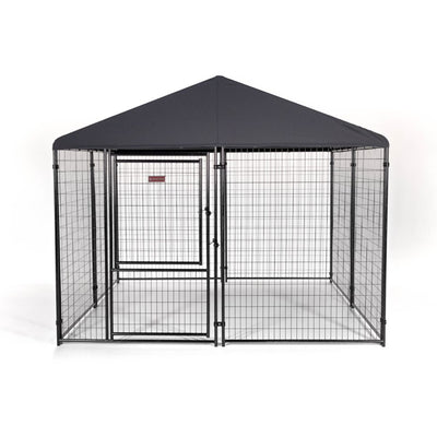 Lucky Dog STAY Series 10 x 10 x 6 Foot Roofed Steel Frame Dog Kennel, Grey - VMInnovations