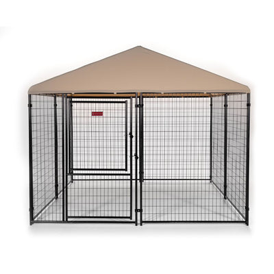 Lucky Dog STAY Series Presidential 10 x 10 x 6 Ft Steel Frame Dog Kennel, Khaki - VMInnovations