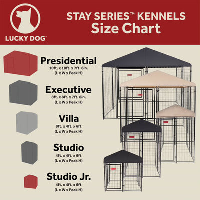 Lucky Dog STAY Series Presidential 10 x 10 x 6 Ft Steel Frame Dog Kennel, Khaki