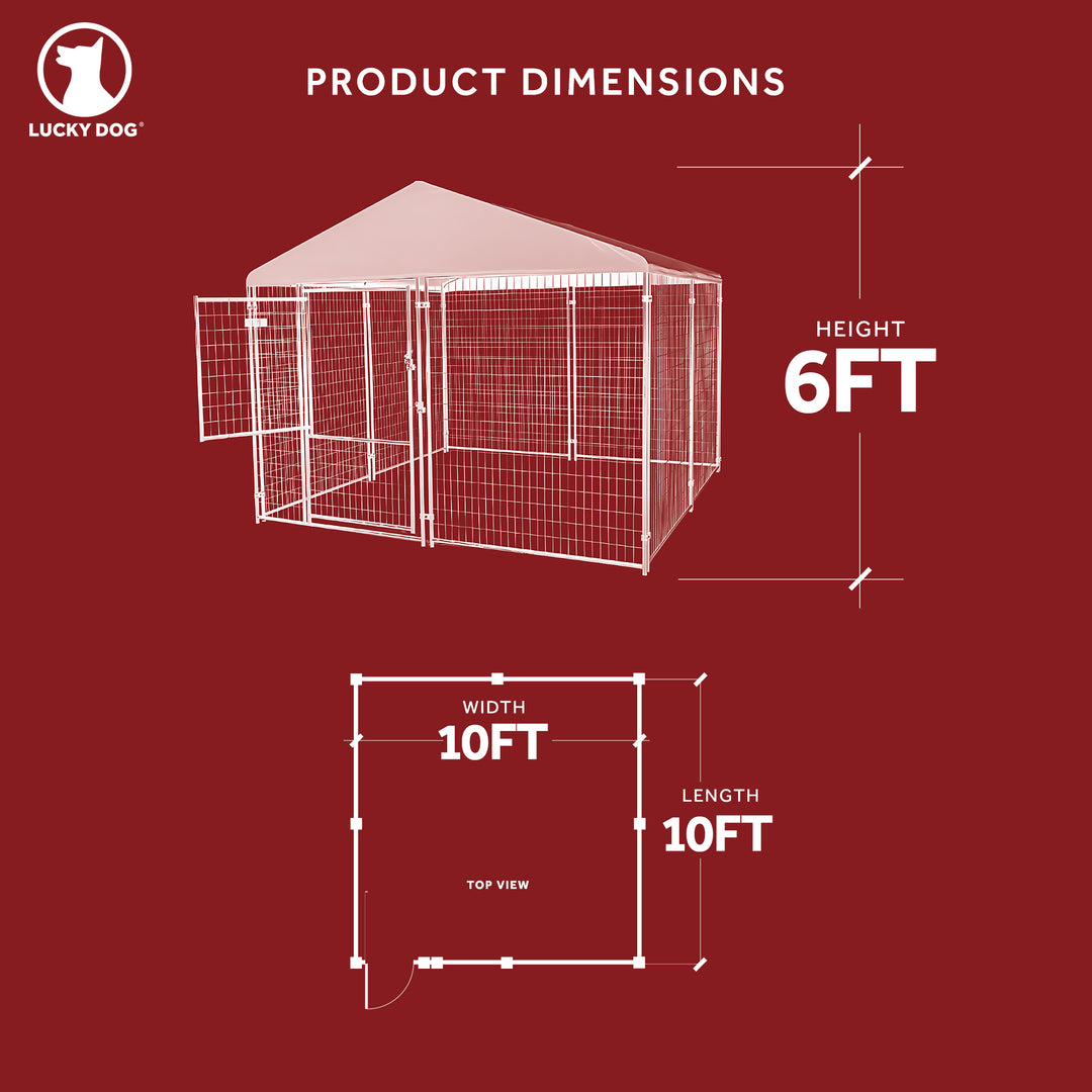 Lucky Dog STAY Series Presidential 10 x 10 x 6 Ft Steel Frame Dog Kennel, Khaki