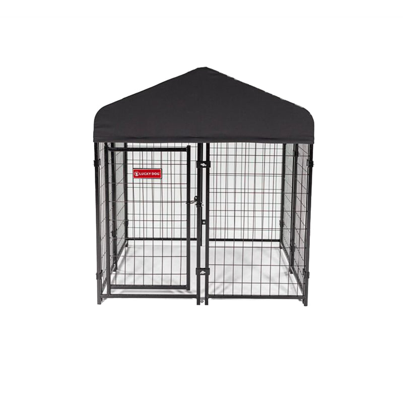 Lucky Dog Stay Series Studio Kennel Outdoor Pen w/ Waterproof Cover, Gray (Used)