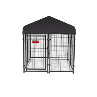 Lucky Dog Series Studio Jr. 4 x 4 x 4.3ft Roofed Steel Dog Kennel (For Parts) - VMInnovations