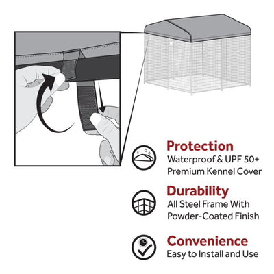 Lucky Dog Stay Series Studio Kennel Outdoor Pen w/ Waterproof Cover, Gray (Used)