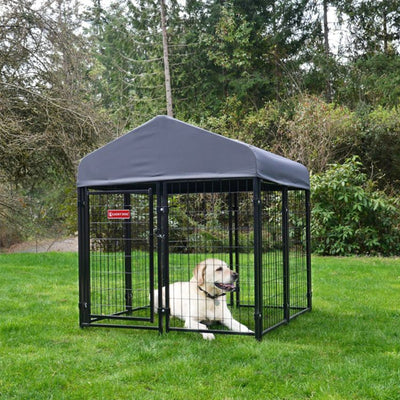 Lucky Dog Stay Series Studio Kennel Outdoor Pen w/ Waterproof Cover, Gray (Used)