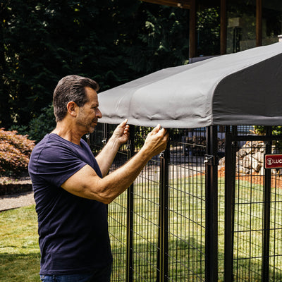 Lucky Dog Stay Series Studio Jr. Kennel Pen w/ Waterproof Cover, Gray (Open Box) - VMInnovations
