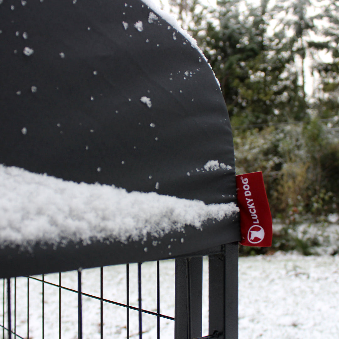 Lucky Dog STAY Series 4 x 8 x 6 Foot Roofed Steel Frame Villa Dog Kennel, Grey - VMInnovations