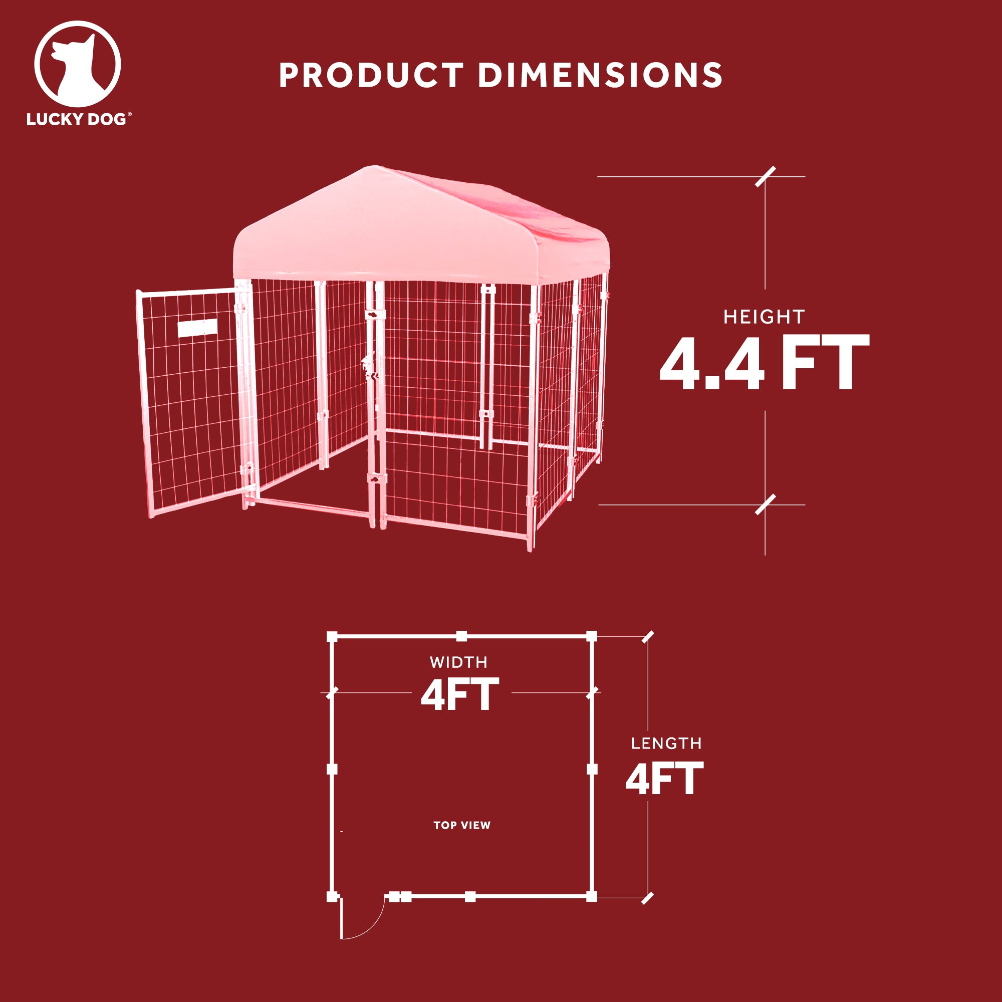 STAY Series Studio Jr. 4x4x4.3 Ft Roofed Steel Frame Dog Kennel (Open Box) - VMInnovations