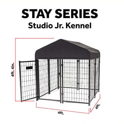 STAY Series Studio Jr. 4x4x4.3 Ft Roofed Steel Frame Dog Kennel (Used) - VMInnovations