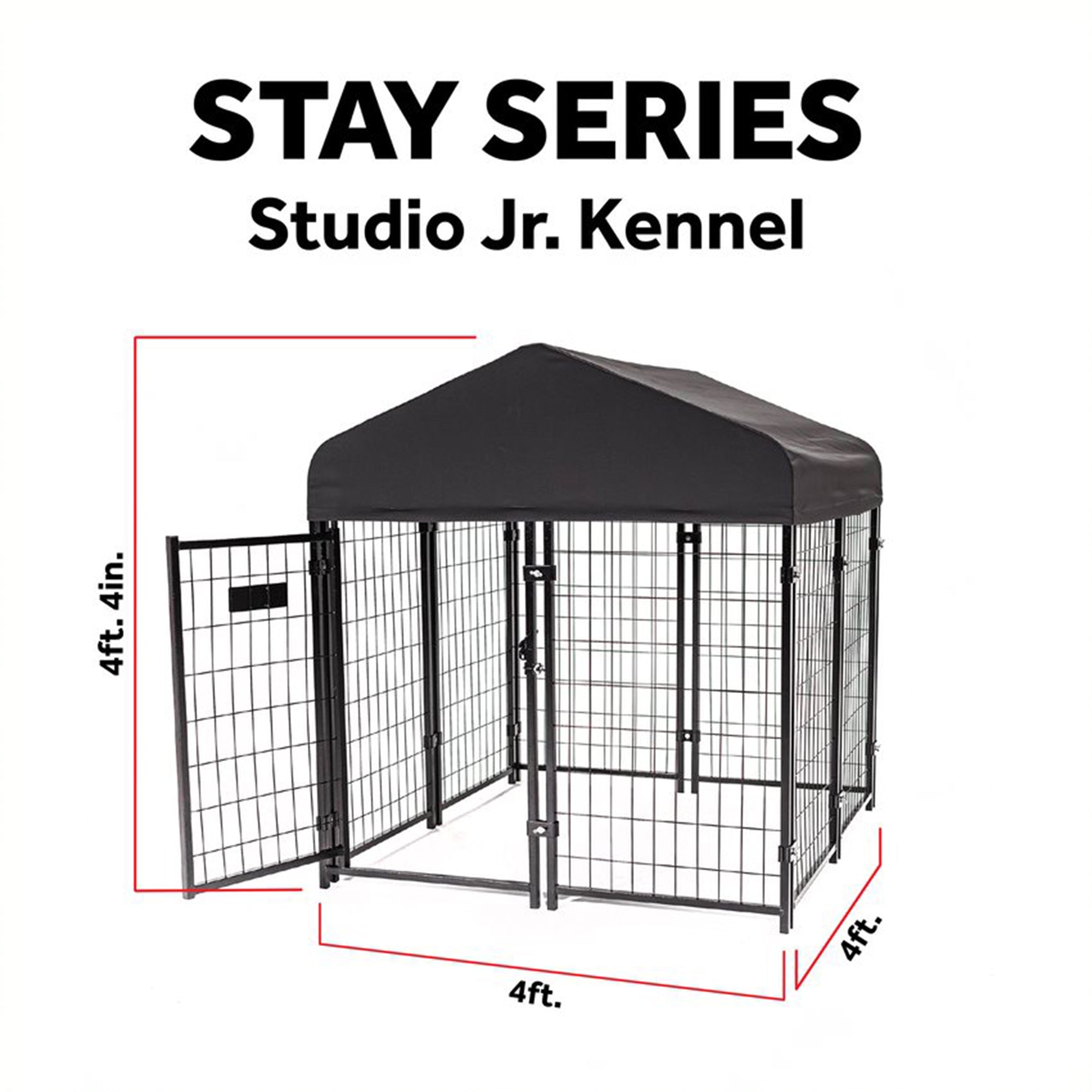 STAY Series Studio Jr. 4x4x4.3 Ft Roofed Steel Frame Dog Kennel (Open Box) - VMInnovations