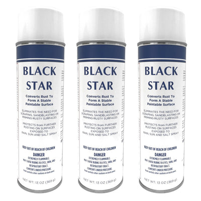 Black Star 1x1 Metal Aerosol Rust Converter Spray for Steel, 13 Oz (3 Pack)