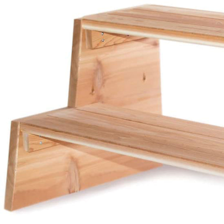 All Things Cedar Wooden 2 Tiered Step Stool for Outdoor Spas or Backyard Patios