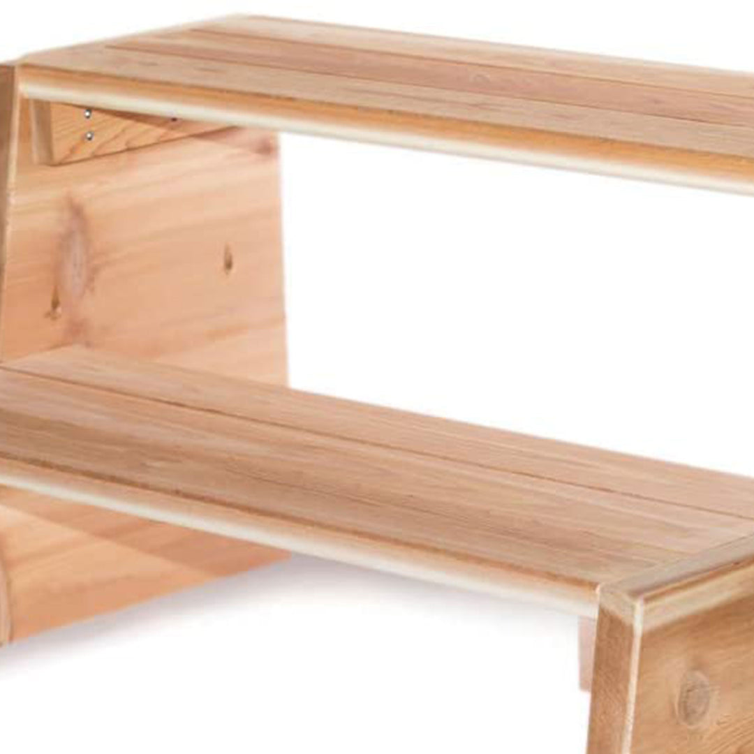 All Things Cedar Wooden 2 Tiered Step Stool for Outdoor Spas or Backyard Patios