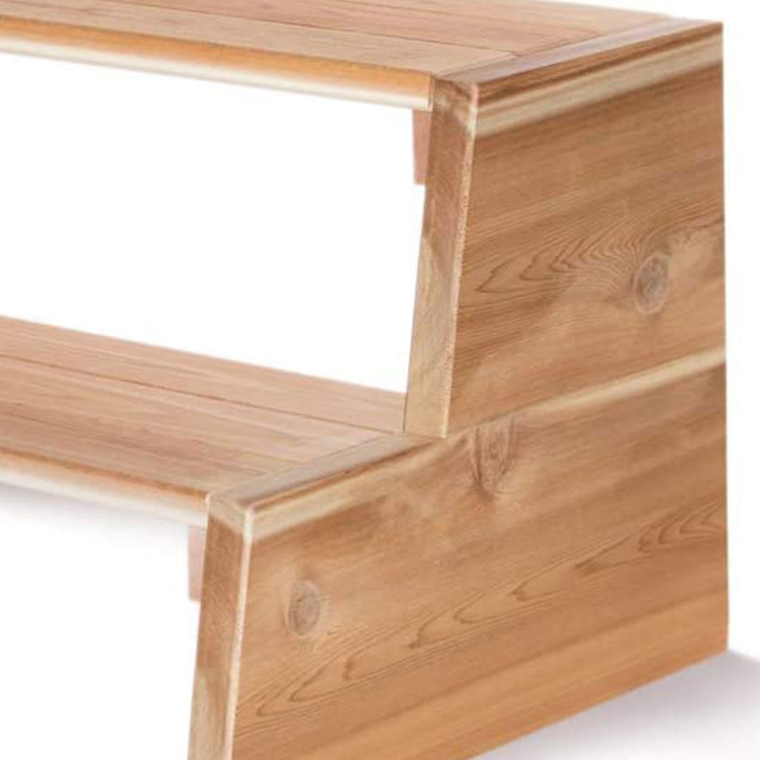 All Things Cedar Wooden 2 Tiered Step Stool for Outdoor Spas or Backyard Patios