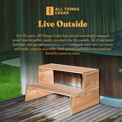 All Things Cedar Handcrafted 2 Tiered Western Red Spa Hot Tub Steps (Open Box) - VMInnovations