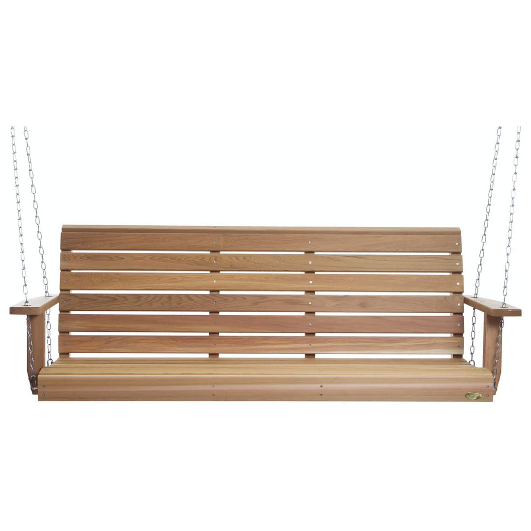 All Things Cedar 6 Foot Wooden Porch Swing Outdoor Patio Furniture, Natural