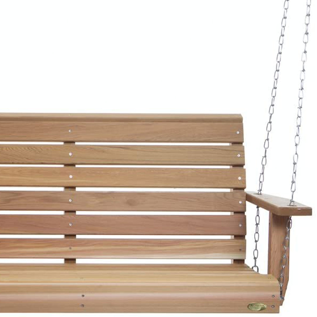 All Things Cedar 6 Foot Wooden Porch Swing Outdoor Patio Furniture, Natural