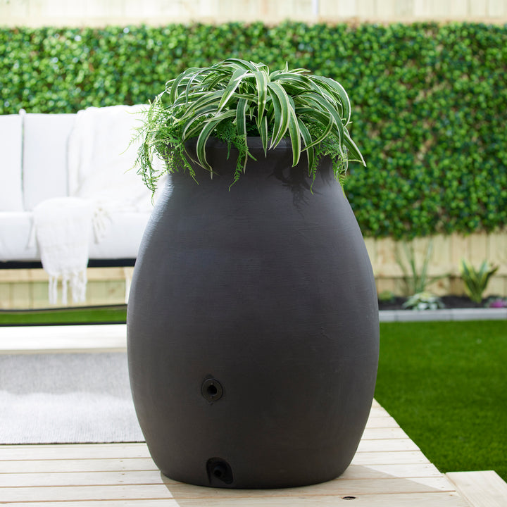 Algreen Castilla 50 Gallon Rain Water Collection Barrel, Brownstone (Open Box) - VMInnovations