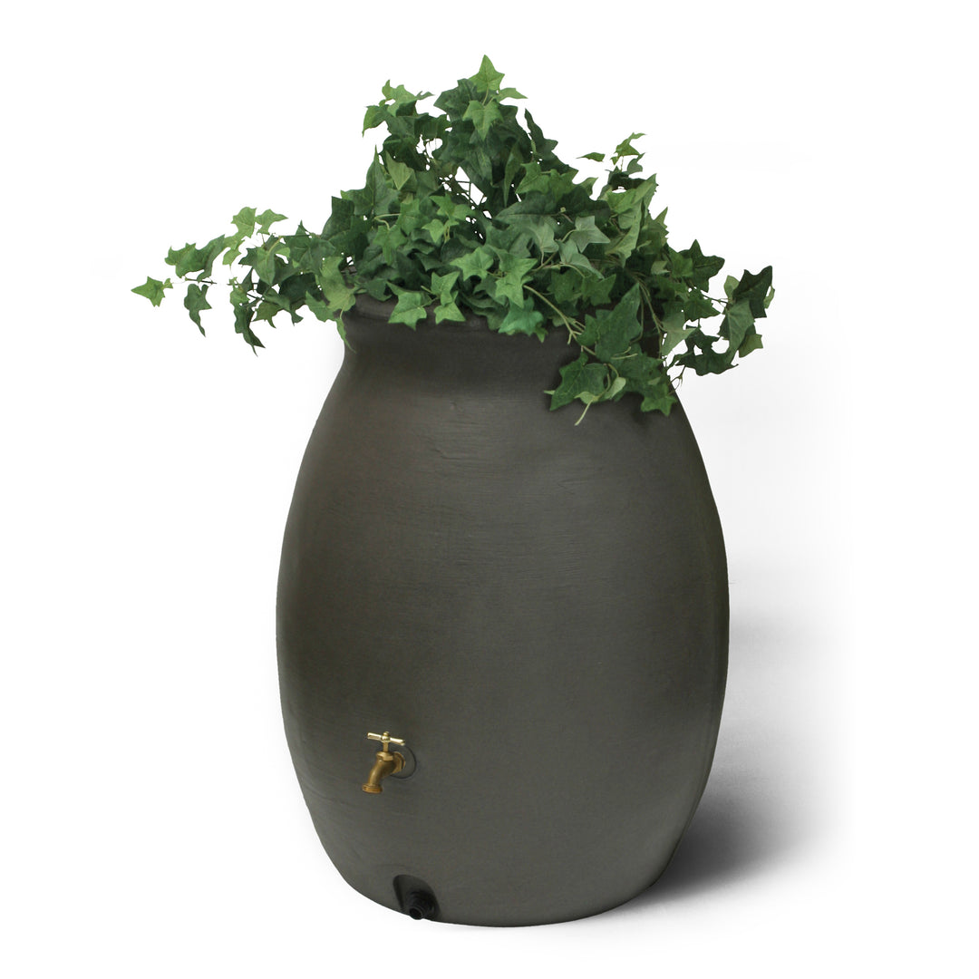Algreen Castilla 50 Gallon Rain Water Collection Barrel, Brownstone (Open Box) - VMInnovations