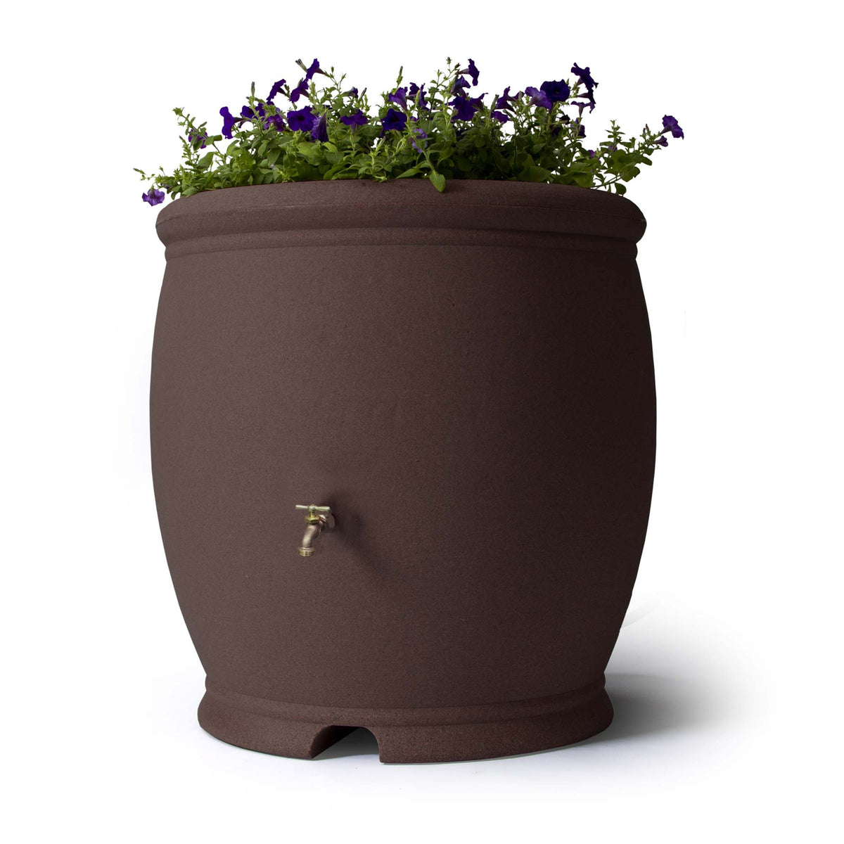 Algreen Barcelona 100 Gallon Plastic Rain Water Collection Barrel, Brownstone