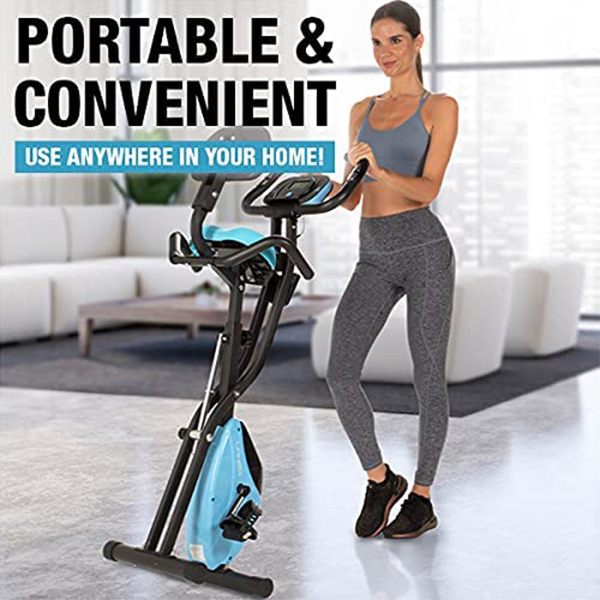 Lanos Portable 2 In 1 Exercise Workout 10 Level X Bike Machine for Home, Blue