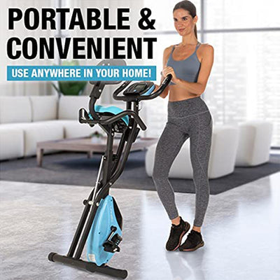 Lanos Portable 2 In 1 Exercise Workout 10 Level X Bike Machine for Home, Blue