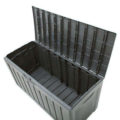 Ram Quality Products Plastic 90 Gal Outdoor Locking Storage Bin Deck Box, Gray