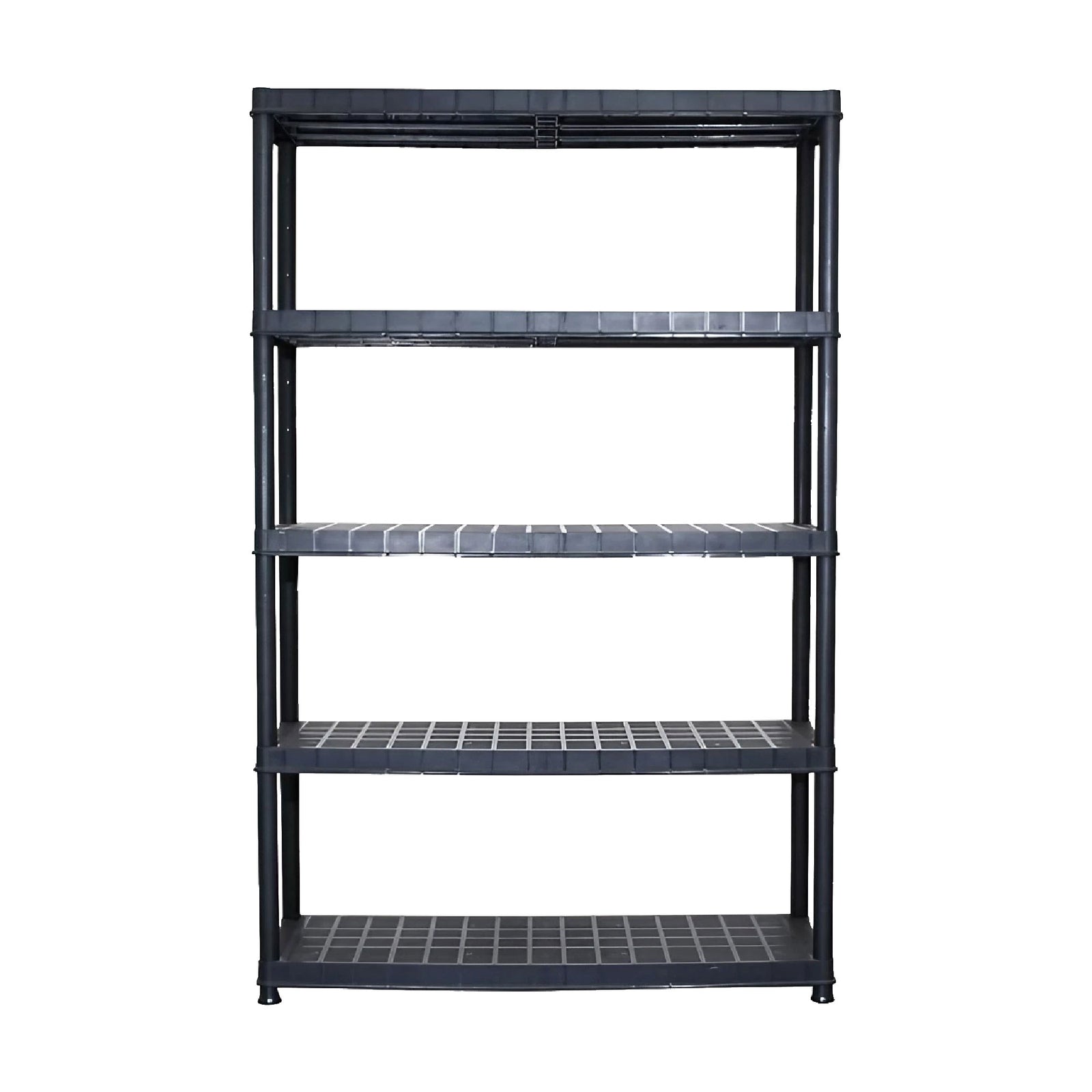 Ram Quality Products Extra 5 Tier Plastic Storage Shelf Unit for Garage, Black - VMInnovations