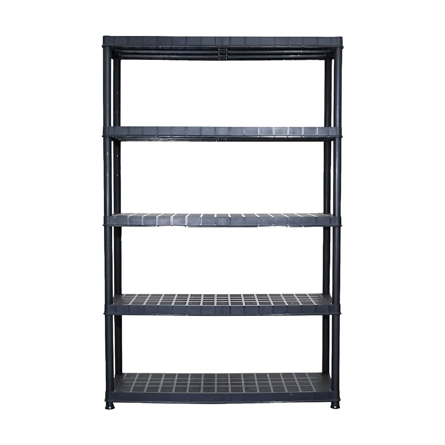 Ram Quality Products Extra 5 Tier Plastic Storage Shelf Unit for Garage, Black - VMInnovations
