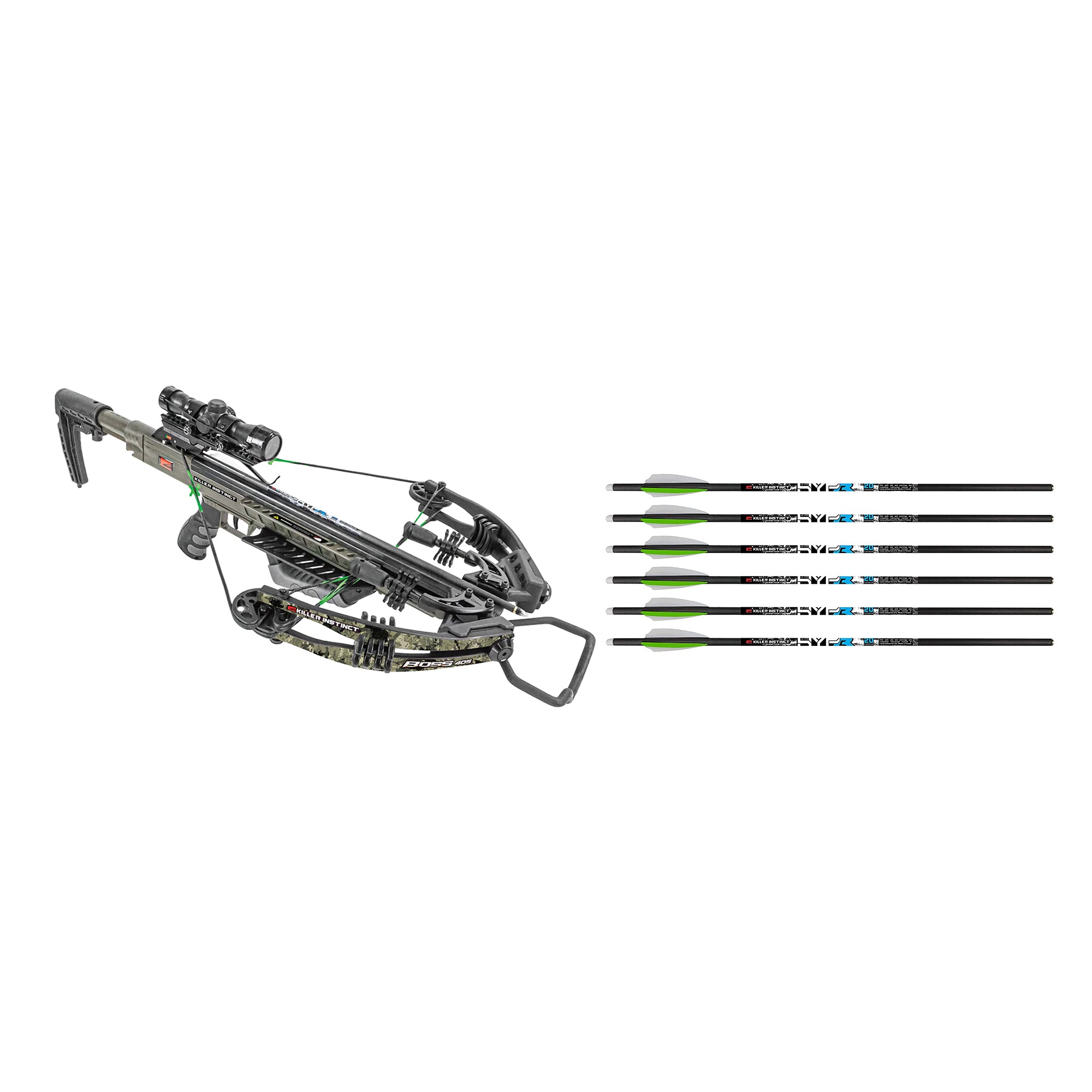 Killer Instinct Boss 405 Hunting Crossbow  & 6Pack 20" Carbon Crossbow Bolts - VMInnovations