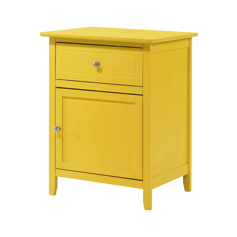 Glory Furniture Izzy 1 Drawer/Storage Door Bedroom Nightstand End Table, Yellow