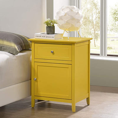 Glory Furniture Izzy 1 Drawer/Storage Door Bedroom Nightstand End Table, Yellow
