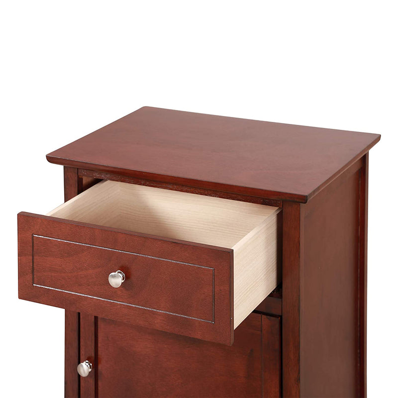 Glory Furniture Izzy 1 Drawer/Storage Door Wood Nightstand End Table, Cherry