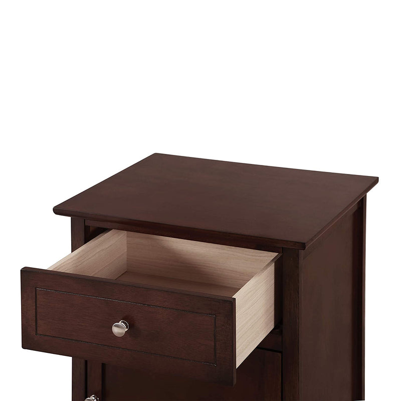 Glory Furniture Izzy 1 Drawer/1 Door Bedroom Nightstand End Table, Cappuccino