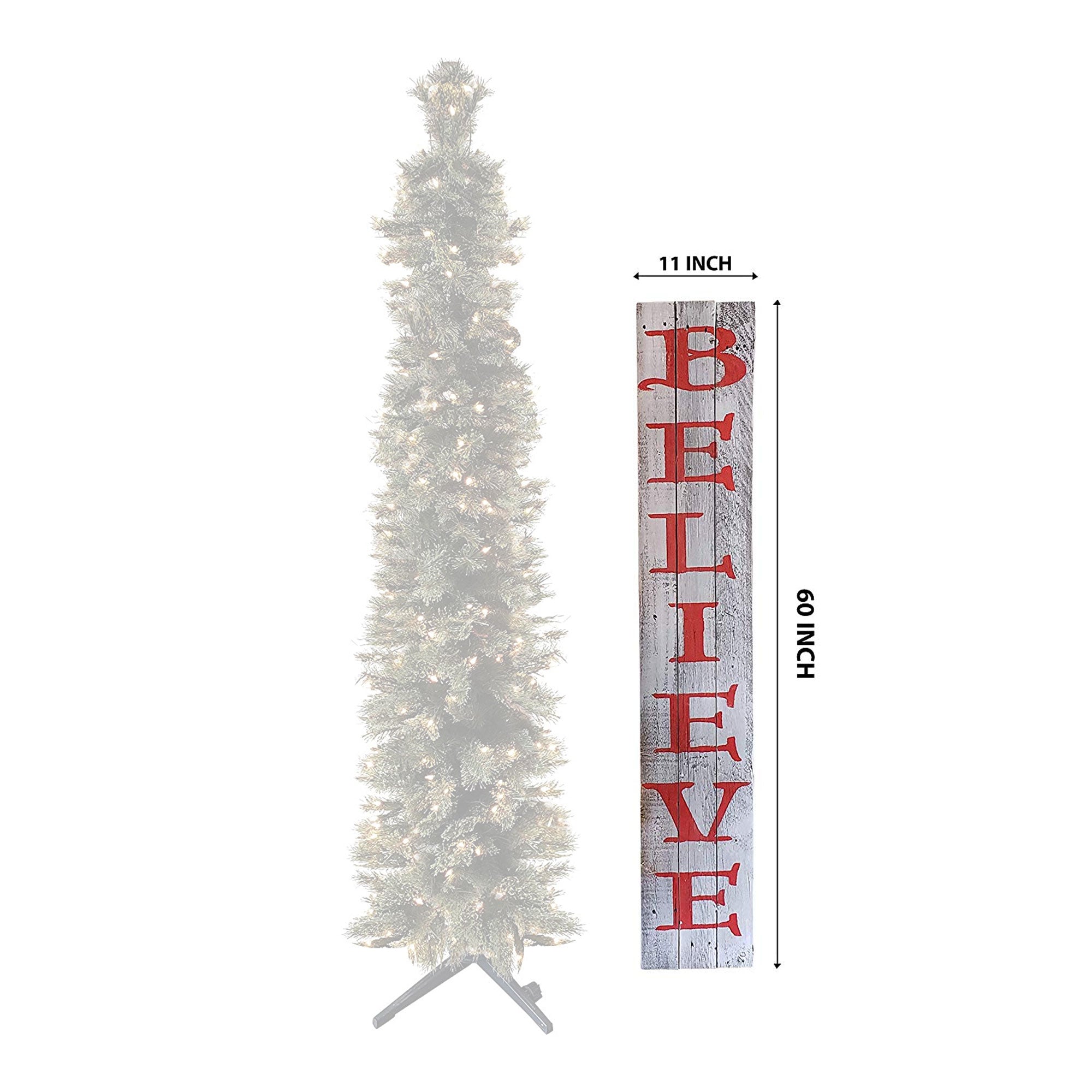 Rockin' Wood Believe Sign 5' Vertical Rustic Farm House Style (Used) - VMInnovations